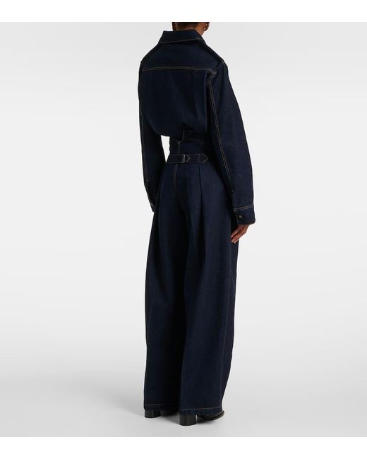 Jeans A Gamba Larga E Vita Alta di Victoria Beckham in Blue