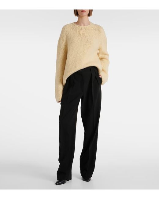 Pantalones Anchos Igor En Mezcla De Lana The Row de color Black