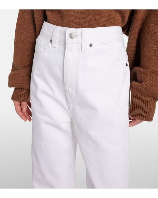 Khaite White Bonnie High-Rise Straight Jeans