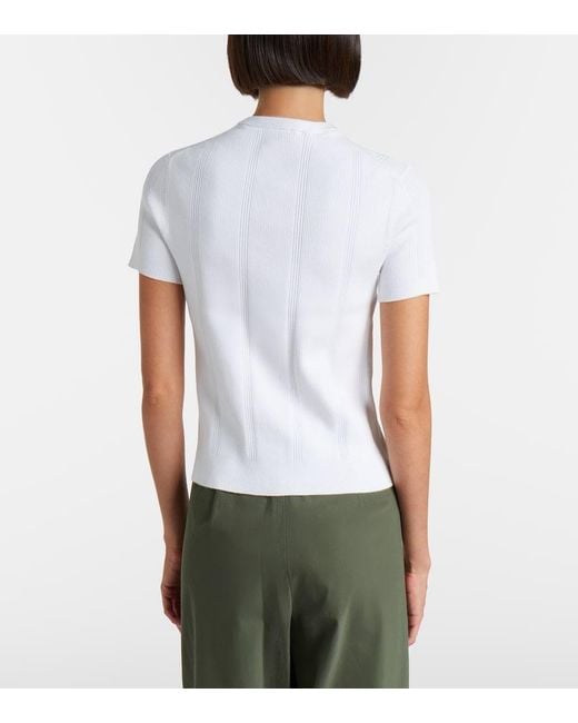 Vince White Ribbed-Knit Cotton-Blend Cardigan