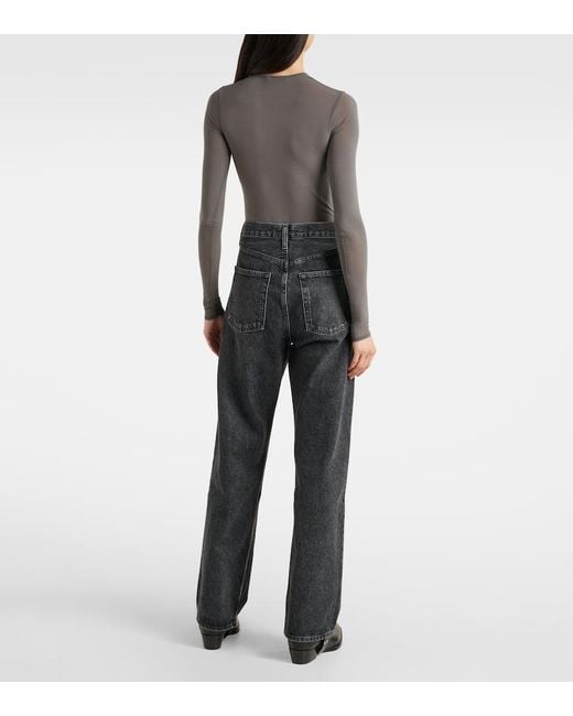 Agolde Gray High-Rise Straight Jeans Kelly