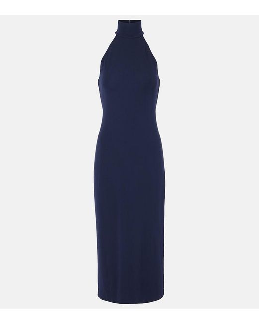 Polo Ralph Lauren Blue High-Neck Jersey Maxi Dress