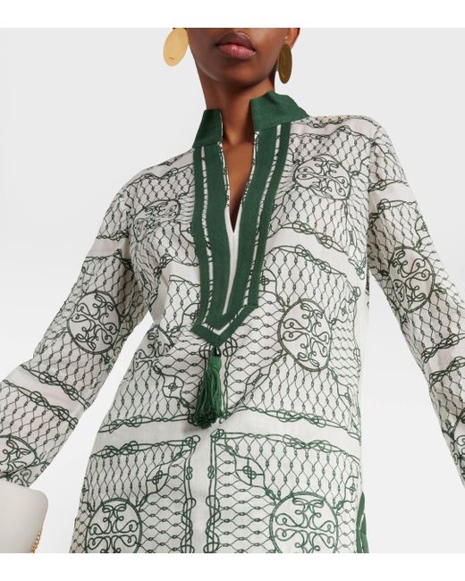 Tunique en coton imprime Tory Burch en coloris Green