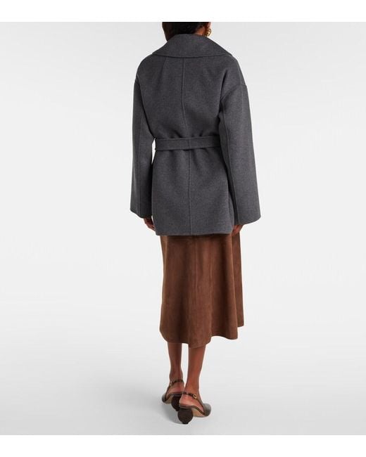Max Mara Black Ornella Belted Virgin Wool Coat