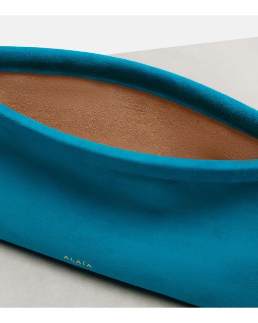 Alaïa Blue Le Click Small Suede Shoulder Bag