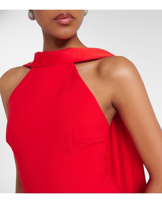 Solace London Red Cece Crepe And Satin Maxi Dress