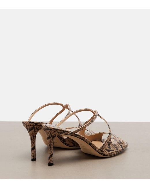 Jimmy Choo Brown Anise Snake-Effect Leather Mules
