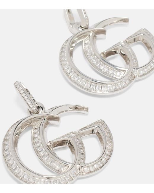 Gucci White Gg Marmont Embellished Earrings