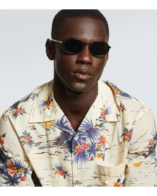 Prada Brown Oval Sunglasses for men