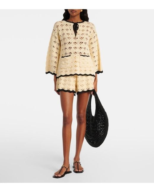 Zimmermann Natural Aster Crochet Cotton Top
