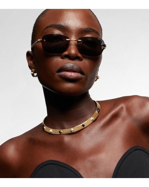 BVLGARI Gray Tubogas Rectangular Sunglasses