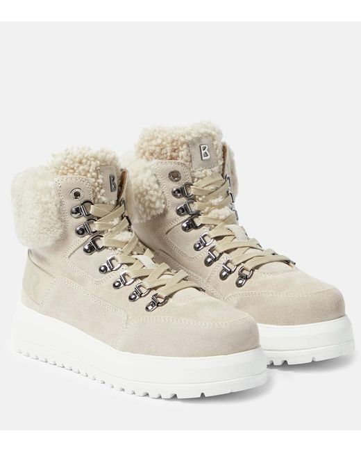 Bogner Natural Antwerp Suede And Shearling Lace-up Boots