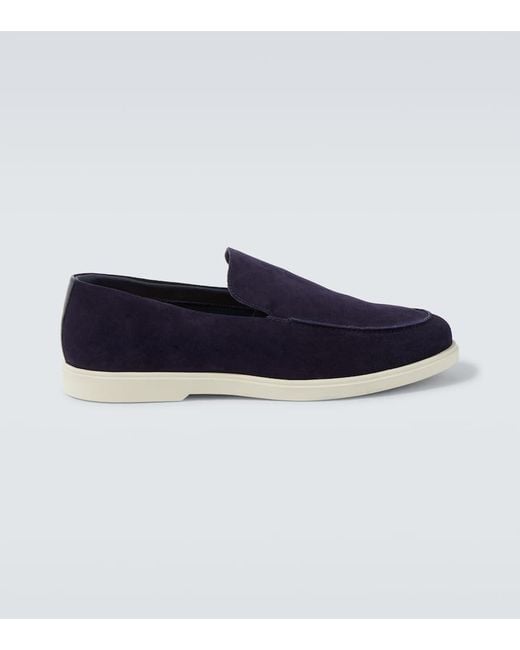 Frescobol Carioca Blue Miguel Suede Loafers for men