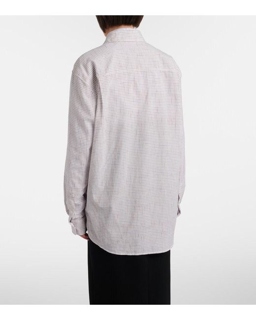 The Row White Dalan Checked Cotton Shirt