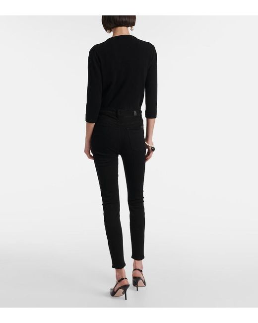 7 For All Mankind Black Aubrey High-Rise Skinny Jeans