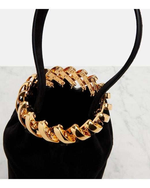 Alaïa Black Motion Mini Embellished Suede Top-Handle Bag