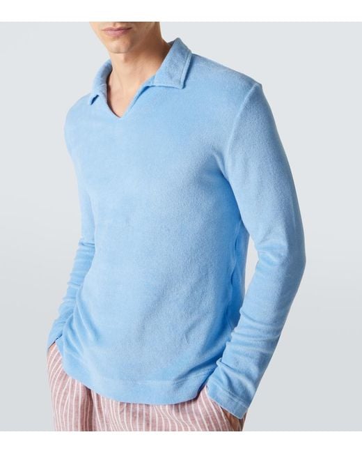 Fedeli Blue Peter Cotton Terry Polo Sweater for men