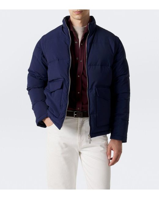 Eleventy Blue Wool-Blend Down Jacket for men