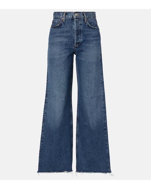 Agolde Blue Dame High-Rise Wide-Leg Jeans