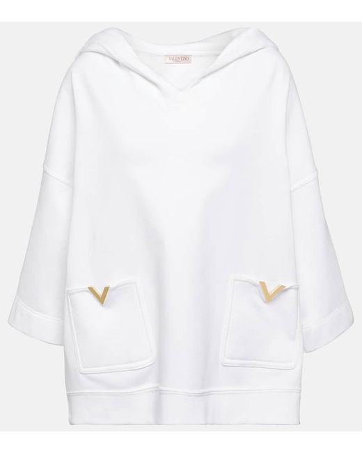 Valentino White Vgold Cotton-blend Jersey Hoodie