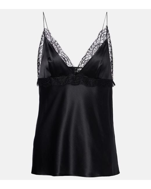 Nina Ricci Black Lace-Trimmed Silk-Blend Satin Camisole