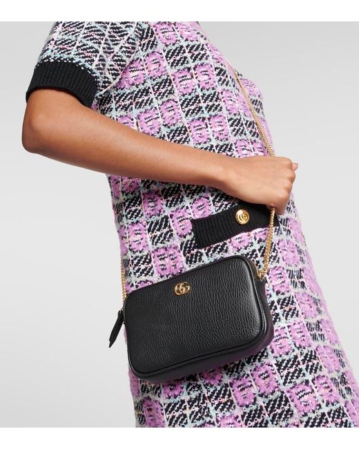 Gucci Black GG Marmont Super-Mini-Tasche