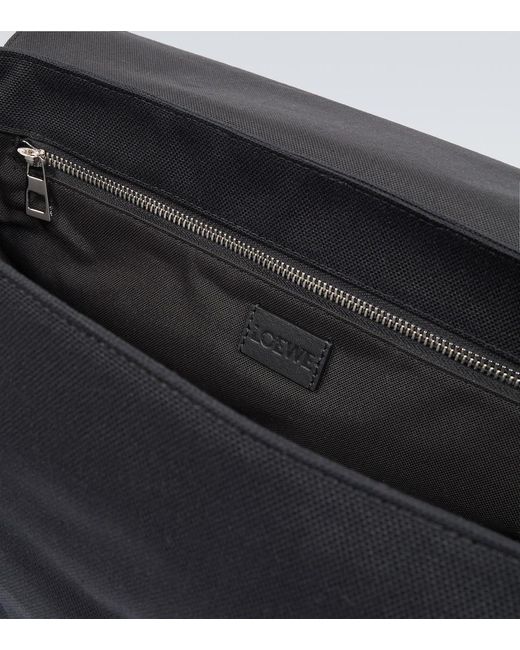 Loewe Black Flex Medium Canvas And Suede Messenger Bag for men