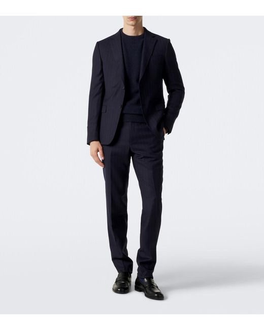 Zegna Blue Pinstripe Wool Suit for men