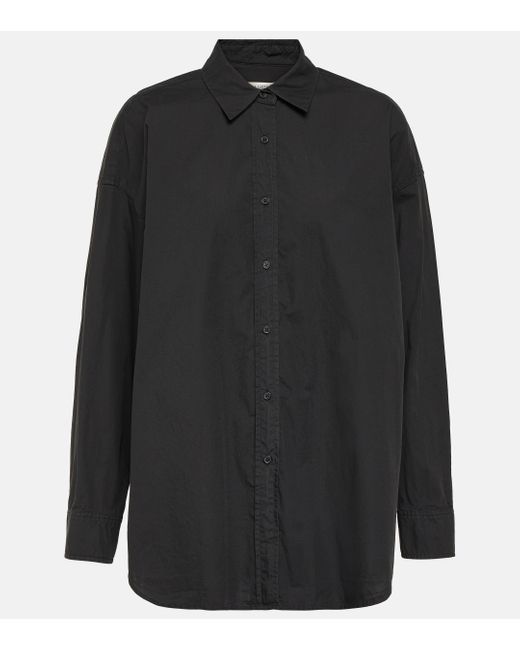 Nili Lotan Black Mael Oversized Cotton Poplin Shirt