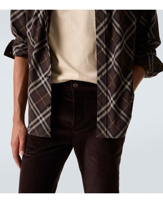 Burberry Black Cotton Corduroy Slim Pants for men
