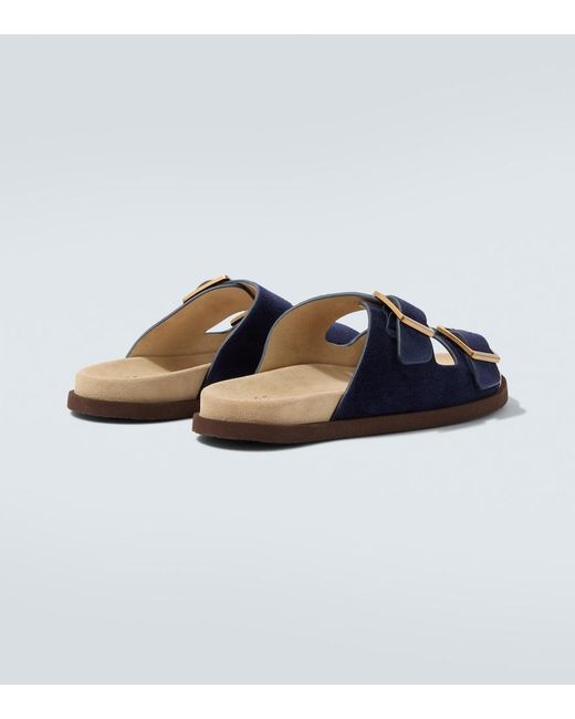 Brunello Cucinelli Blue Suede Sandals for men