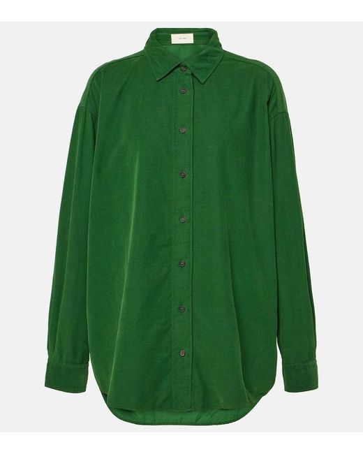 The Row Green Penna Cotton Corduroy Shirt