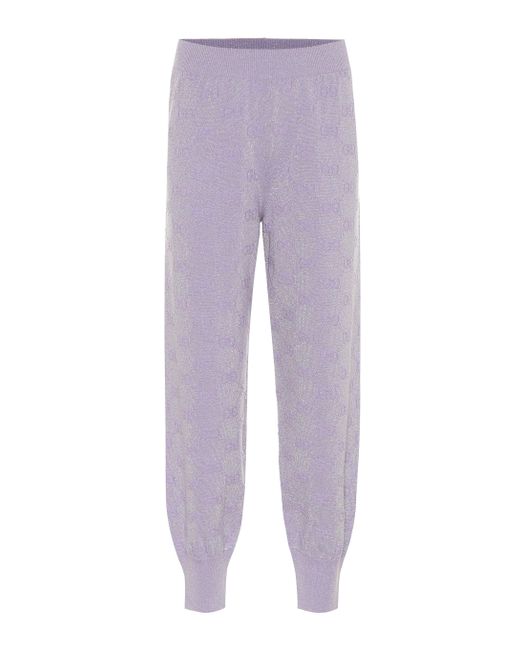 Gucci Purple Metallic Wool-blend Jacquard Track Pants