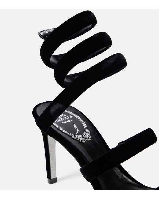 Rene Caovilla Black Sandalen Cleo 80 Aus Samt