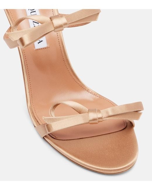 Aquazzura Pink Soave 85 Bow-Detail Satin Sandals