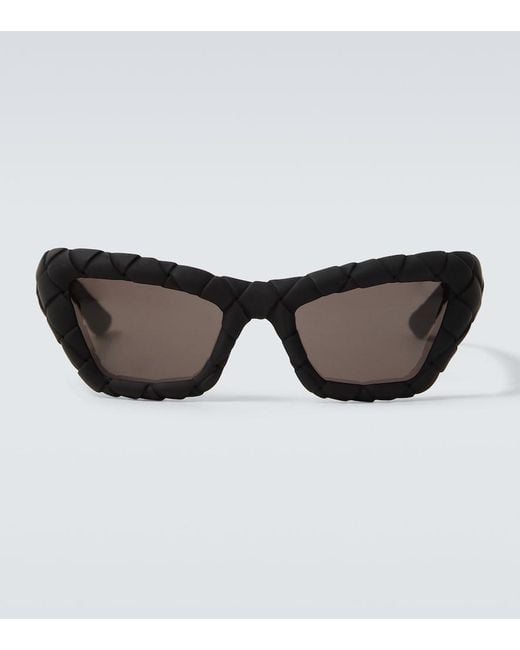 Bottega Veneta Brown Intrecciato Rectangular Sunglasses for men