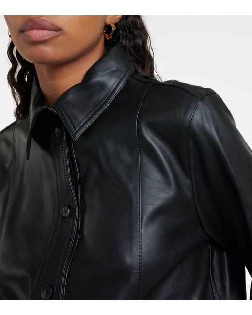 Totême  Black Hemdjacke Aus Leder
