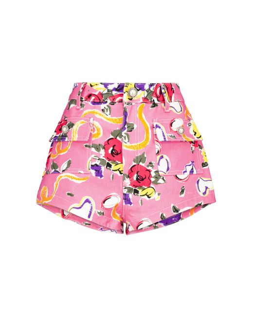 Alessandra Rich Pink Bedruckte Shorts aus Baumwolle