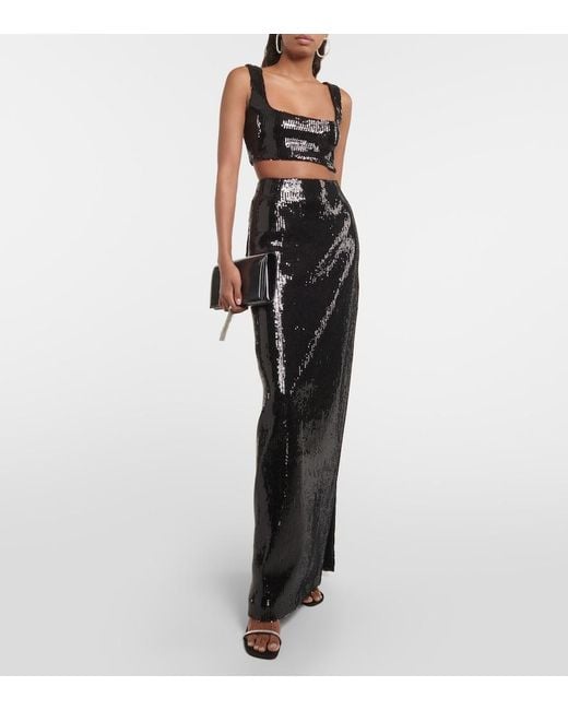 Galvan Black Beating Heart Sequin Top