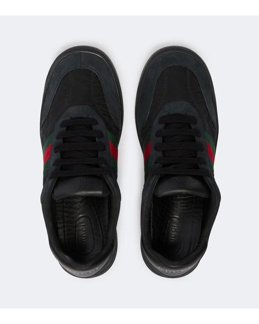 Gucci Black Screener Leather-Trimmed Sneakers for men