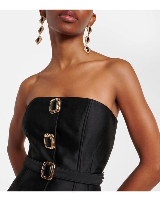 Self-Portrait Black Embellished Belted Midi Dress