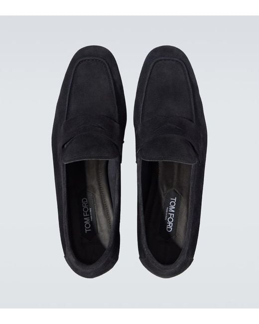 Tom Ford Blue Sean Suede Penny Loafers for men