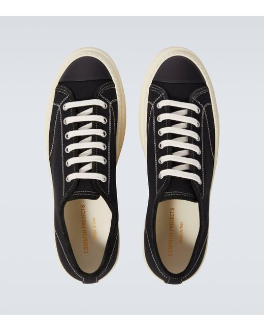 Common Projects Black Tournament In Canvas Leather-trimmed Sneakers for men
