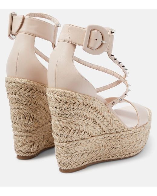 Christian Louboutin White Chocazeppa Spikes 120 Espadrille Wedges