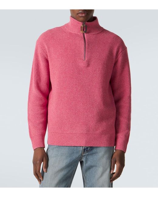J.W. Anderson Pink Wool And Cotton Half-Zip Sweater for men
