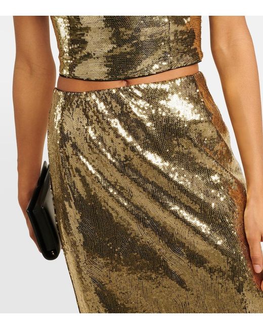 Dolce & Gabbana Green Sequined Maxi Skirt