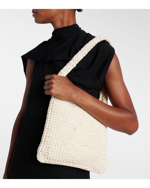 The Row White Didion Woven Shoulder Bag