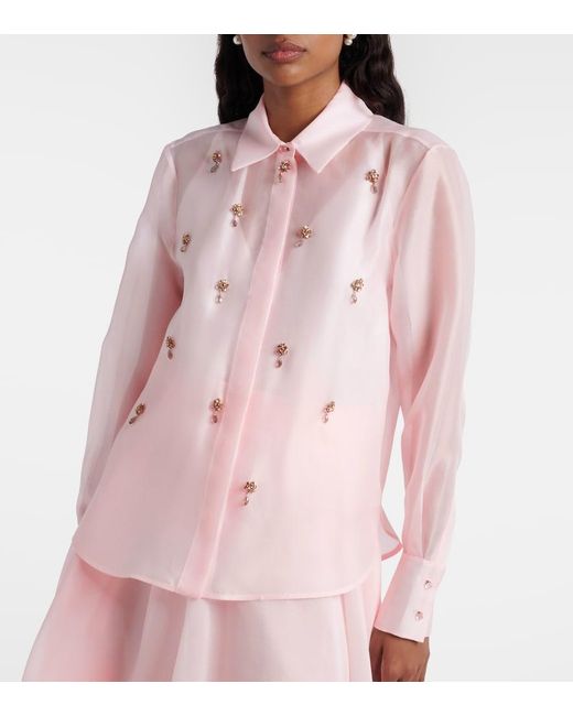Max Mara Pink Agi Crystal-Embellished Silk Shirt