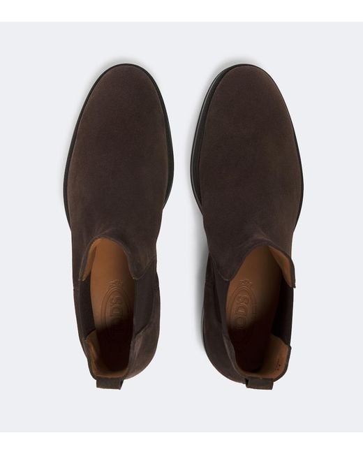 Tod's Brown Suede Chelsea Boots for men