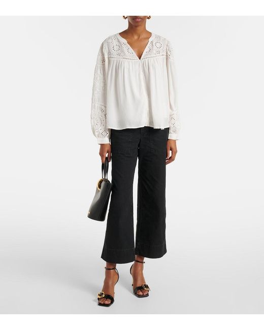 Velvet White Libby Open-Knit Blouse